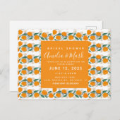 手描きオレンジボタニカル抽象芸術ブライダルシャワー ポストカード (正面/裏面)