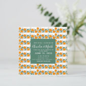 手描きオレンジボタニカル抽象芸術ブライダルシャワー 招待状 (スタンド正面)