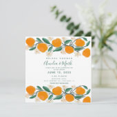 手描きオレンジボタニカル抽象芸術ブライダルシャワー 招待状 (スタンド正面)