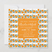 手描きオレンジボタニカル抽象芸術ブライダルシャワー 招待状 (正面)