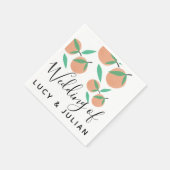 手描きオレンジ植物性シトラス結婚ズ スタンダードカクテルナプキン (角)