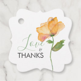 手描きオレンジ色の花 水彩ポピー フェイバータグ