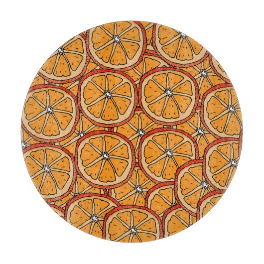 手描きオレンジ：シームレス カッティングボード (正面)