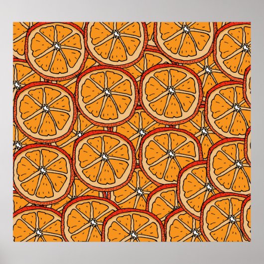 手描きオレンジ：シームレス ポスター (正面)