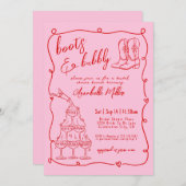 手描きカウガールカントリーウェディングシャワー 招待状 (正面/裏面)