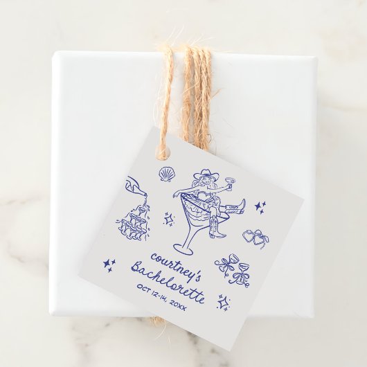 手描きカウガール・バチェロレッテ・ウィークエンド フェイバータグ