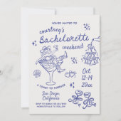 手描きカウガール・バチェロレッテ・ウィークエンド 招待状 (正面)