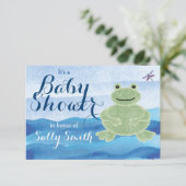 手描きカエルベビーシャワー招待状-男の赤ちゃん 招待状 (スタンド正面)
