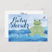 手描きカエルベビーシャワー招待状-男の赤ちゃん 招待状 (正面/裏面)