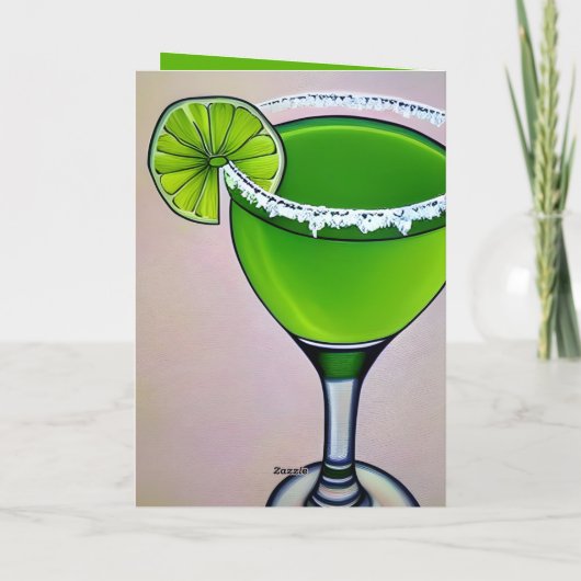 手描きカクテルライムマルガリータ誕生日カード シーズンカード (裏面)