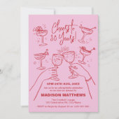 手描きカクテル応援30th Birthday 招待状 (正面)