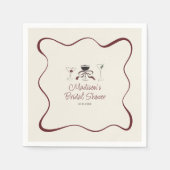 手描きカクテル ウェーブ フレーム ブライダルシャワー スタンダードカクテルナプキン (正面)