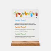 手描きカスタムカクテル付きアクリルバーメニュー アクリルサイン (正面)