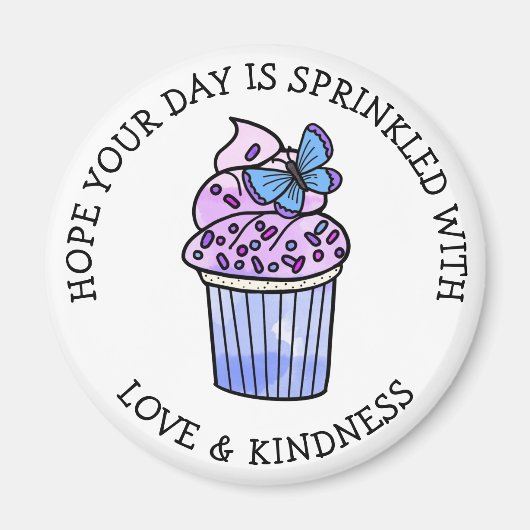 手描きカップケーキパン、かわいい食べ物 マグネット (正面)