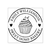 手描きカップケーキ&ハートホームベーカリーロゴ ラバースタンプ (インプリント)