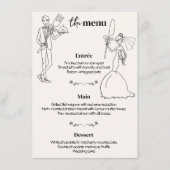 手描きカップル結婚のディナーメニュー メニュー (正面)