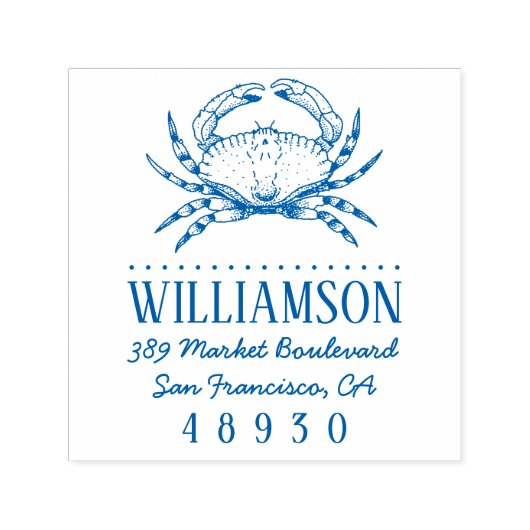 手描きカニ航海のタイポグラフィ差出人住所 セルフインキングスタンプ (デザイン)