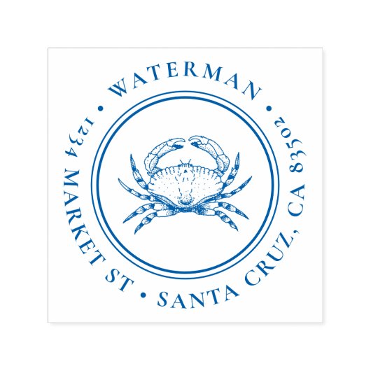 手描きカニ |ラウンド航海の差出人住所 セルフインキングスタンプ (デザイン)