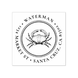 手描きカニ |ラウンド航海の差出人住所 ラバースタンプ