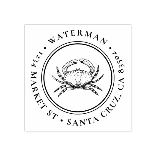 手描きカニ |ラウンド航海の差出人住所 ラバースタンプ (インプリント)