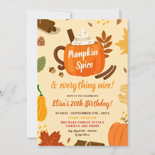 手描きカボチャのスパイスと全ていいパーティー 招待状 (正面)