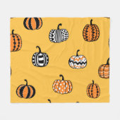 手描きカボチャのハロウィンシームレス フリースブランケット (正面(横))