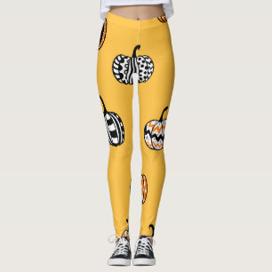 手描きカボチャのハロウィンシームレス レギンス