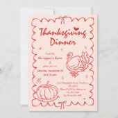 手描きカボチャ予測できなトルコ感謝祭 招待状 (正面)