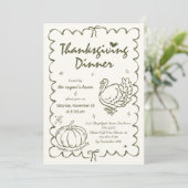 手描きカボチャ予測できなトルコ感謝祭 招待状 (スタンド正面)
