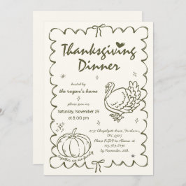 手描きカボチャ予測できなトルコ感謝祭 招待状