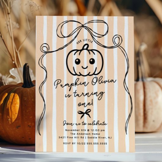 手描きカボチャ誕生日パーティーの招待状 招待状