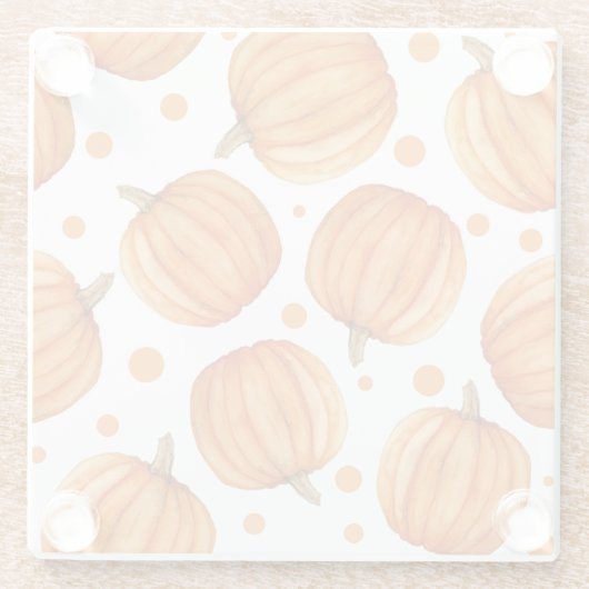 手描きカボチャ:水彩半開きパターン。 ガラスコースター (裏面)