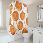 手描きカボチャ：水彩半開きパターン。 シャワーカーテン (インサイチュ)