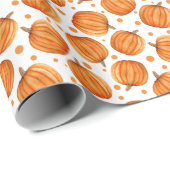 手描きカボチャ：水彩半開きパターン。 ラッピングペーパー (ロールコーナー)