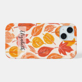 手描きカラフルな紅葉と秋 iPhone 15ケース (裏面横)