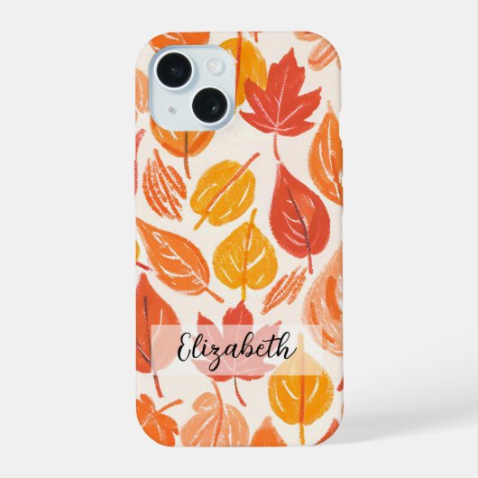 手描きカラフルな紅葉と秋 iPhone 15ケース (裏面)