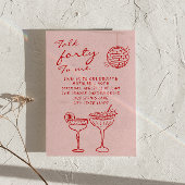 手描きカラフルな落書き 40歳の写真付き誕生日 招待状