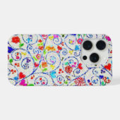 手描きカラフルフラワースワールパターン iPhoneケース (裏面横)