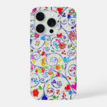 手描きカラフルフラワースワールパターン