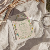 手描きカラフルフラワーリース ウェディングＱＲコード 招待状