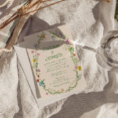 手描きカラフルフローラを全部結婚入れる 招待状