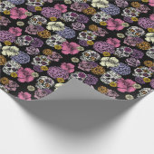 手描きカラフルメキシコの砂糖スカルと花 ラッピングペーパー (角)