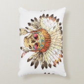 手描きカラー先住民アメリカインディアンヘッド アクセントクッション (正面(垂直))