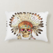 手描きカラー先住民アメリカインディアンヘッド アクセントクッション (裏面)