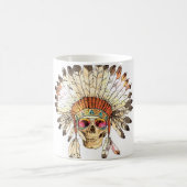手描きカラー先住民アメリカインディアンヘッド コーヒーマグカップ (中央)