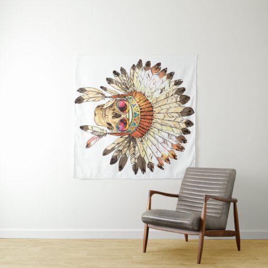 手描きカラー先住民アメリカンインドの住所 タペストリー (インサイチュ(横))