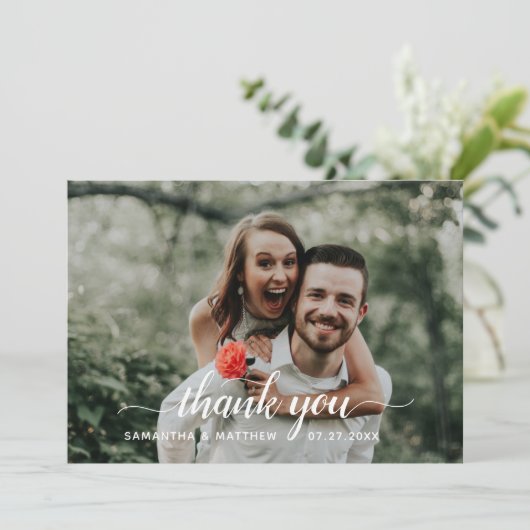 手描きカリグラフィー フォト ウェディング サンキューカード (スタンド正面)