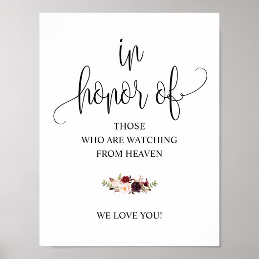 手描きカリグラフィー 結婚式 追悼 テーブル サイン (正面)