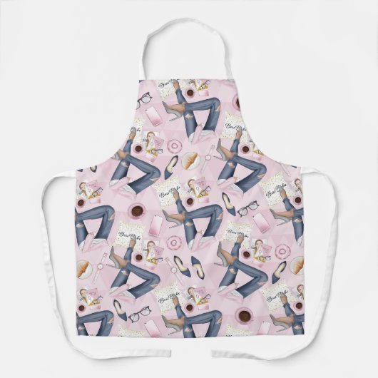 手描きガールボス エプロン (正面)