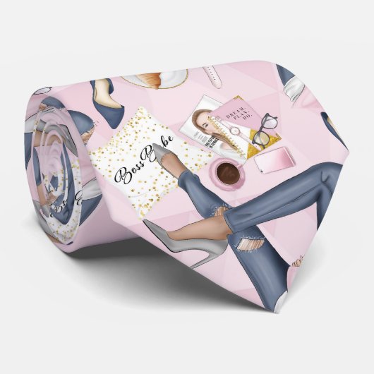 手描きガールボス ネクタイ (ロール)